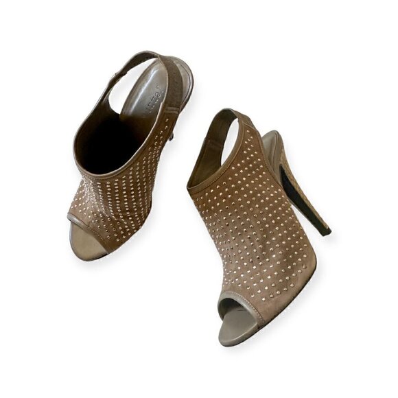 Jenni Kayne Gauntlet Studded Suede Slingback Sandals, Taupe, Size 38EU, New in B - Picture 14 of 15